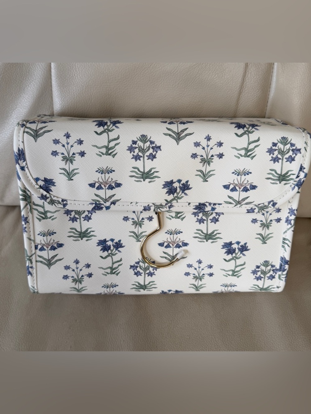 TRVL Design, Luxe Floral-Printed Saffiano Vegan Leather Hanging Toiletry Bag